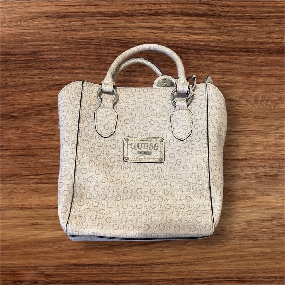 Guess Cream Satchel with Elegant Design